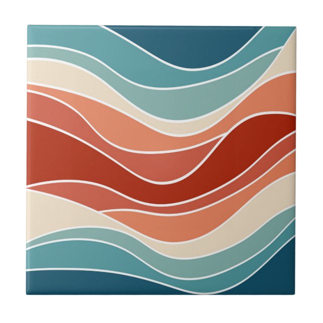 Multicolor-Retro-Wellen Fliese (Vorderseite)