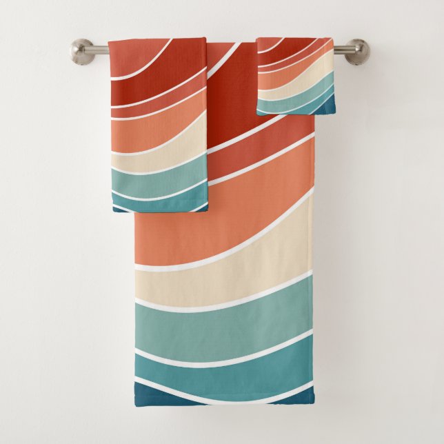 Multicolor-Retrowellen Badhandtuch Set (Insitu)