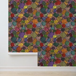 Multicolor Rocks Mid Century Modern Style  Tapete