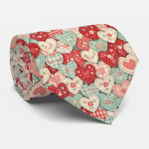 Multicolor-Rustikales-Herz- Quiltblock Krawatte