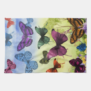 Multicolor-Schmetterling Wasserfarbenmalerei Geschirrtuch