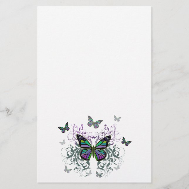 MultiColor-Schmetterlinge Briefpapier (Vorderseite)