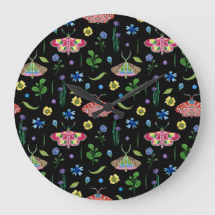 Multicolor-Schmetterlinge: Helles, nahtloses Muste Große Wanduhr