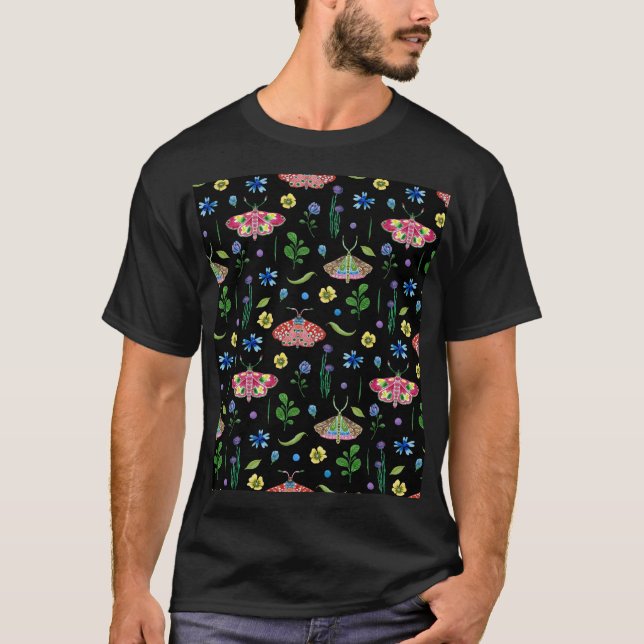Multicolor-Schmetterlinge: Helles, nahtloses Muste T-Shirt (Vorderseite)