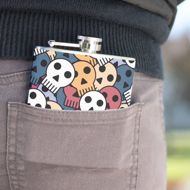 Multicolor Skulls-Muster Flachmann (Beispiel)