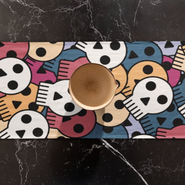 Multicolor Skulls-Muster Großer Tischläufer (Table runner)