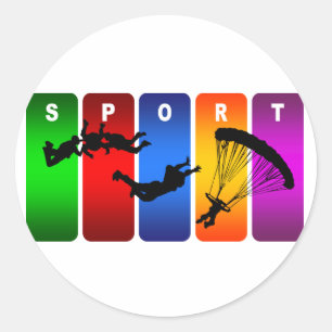 Multicolor Skydiving Emblem Runder Aufkleber