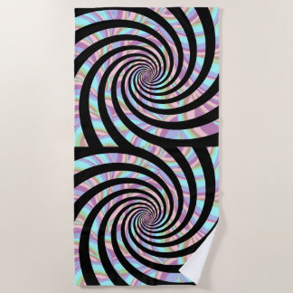 Multicolor-Spirals - schwarz bg Strandtuch