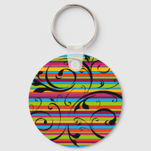 Multicolor-Streifen Geblüht Schlüsselanhänger