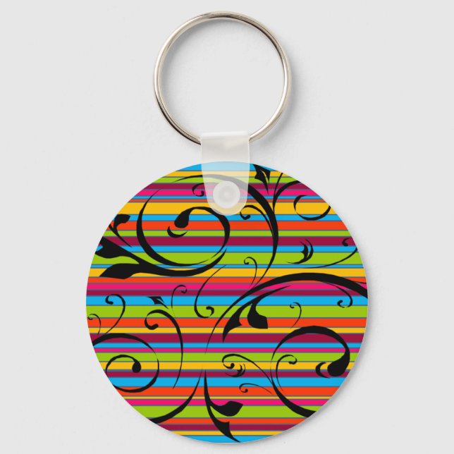 Multicolor-Streifen Geblüht Schlüsselanhänger (Vorderseite)