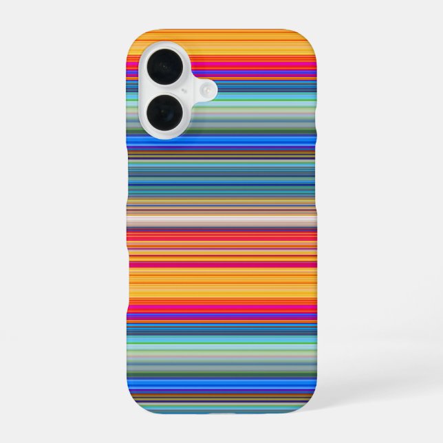 Multicolor-Streifenmuster iPhone 16 Hülle (Rückseite)