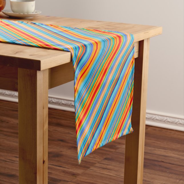 Multicolor-Streifenmuster Kurzer Tischläufer (Beispiel)