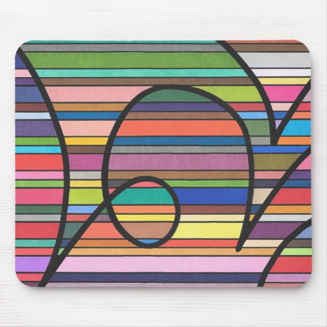 Multicolor Stripte Abstrakte, schwarze Krümmer Mousepad (Vorne)