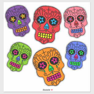 Multicolor Sugar Skulls Aufkleber