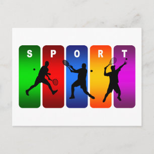 Multicolor Tennis Emblem (männlich) Postkarte