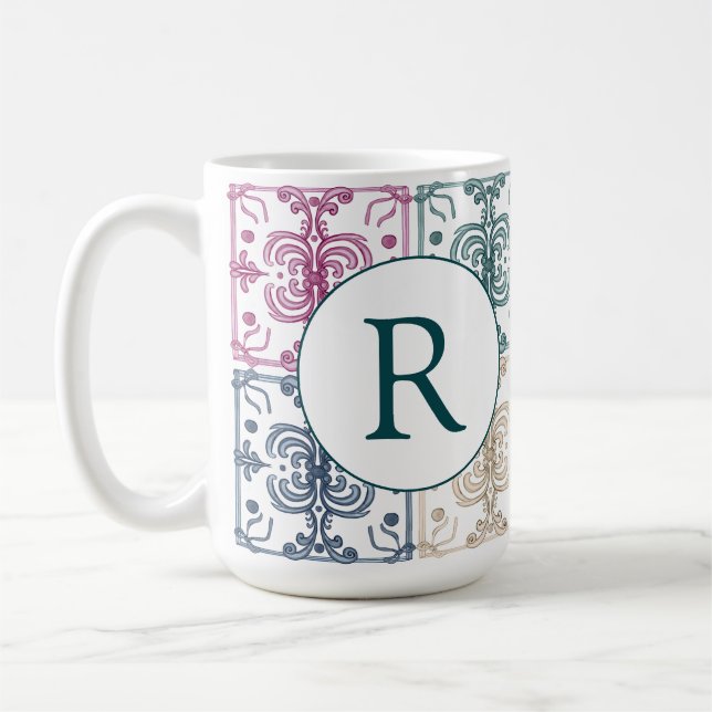 Multicolor Tiles w/ Initial  Kaffeetasse (Links)