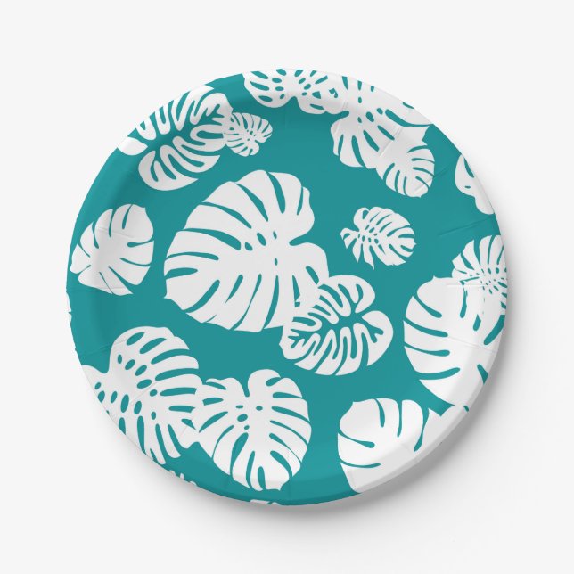 Multicolor Tropical Blätter 3 Pappteller (Vorderseite)