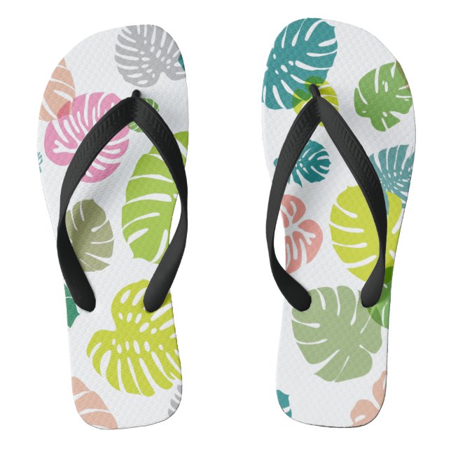 Multicolor Tropical Blätter Flip Flops (Fußbett)