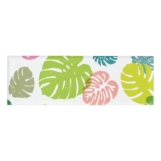 Multicolor Tropical Blätter Namenschild (Vorderseite)