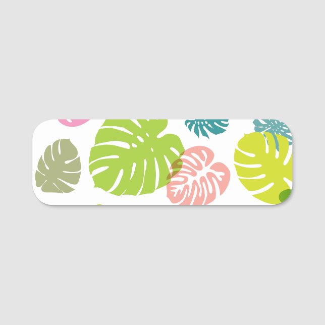 Multicolor Tropical Blätter Namensschild (Vorderseite)