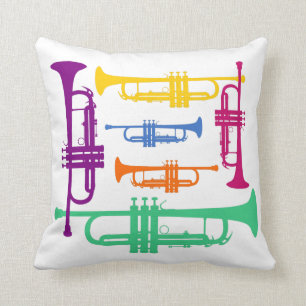 Multicolor Trumpet Brass Music Instrument Kissen