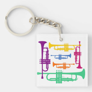 Multicolor Trumpet-Messinginstrument Schlüsselanhänger