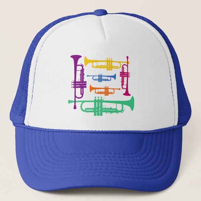Multicolor Trumpet Music Instrument Baseball Truckerkappe (Vorderseite)