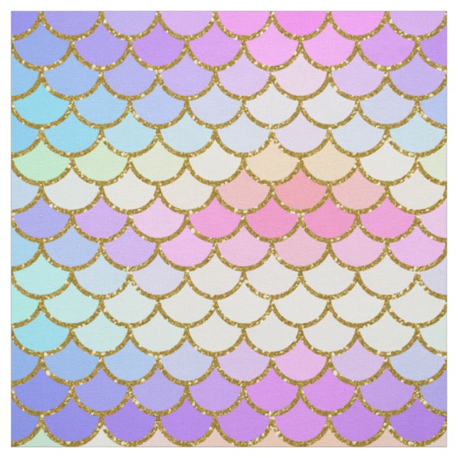 Multicolor- und Gold-Glitzer-Meerjungenskala Stoff (Muster)