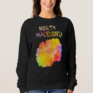 Multicolor Watercolor Nordmakedonien Karte Sweatshirt