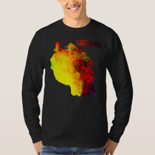 Multicolor Watercolor Tansania Karte T-Shirt