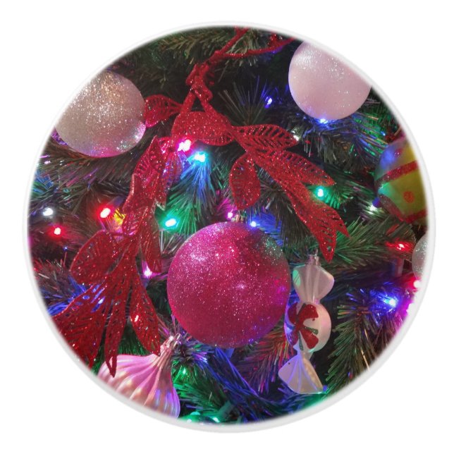 Multicolor Weihnachtsbaum Bunter Urlaub Keramikknauf (Vorderseite)