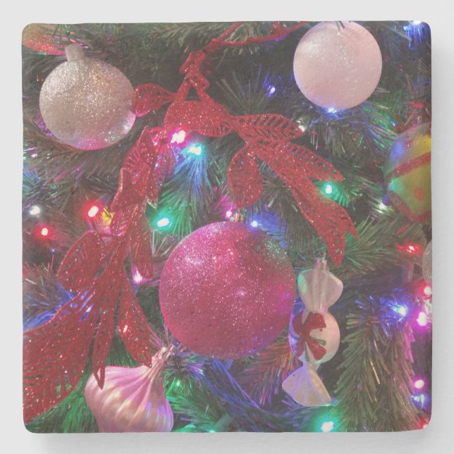 Multicolor Weihnachtsbaum Bunter Urlaub Steinuntersetzer (Vorderseite)