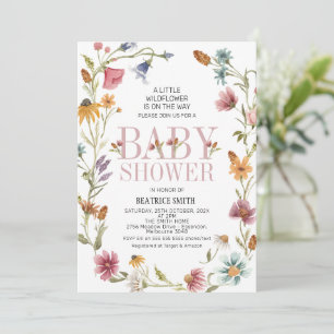 Multicolor Wildblume Wreath Baby Dusche  Einladung