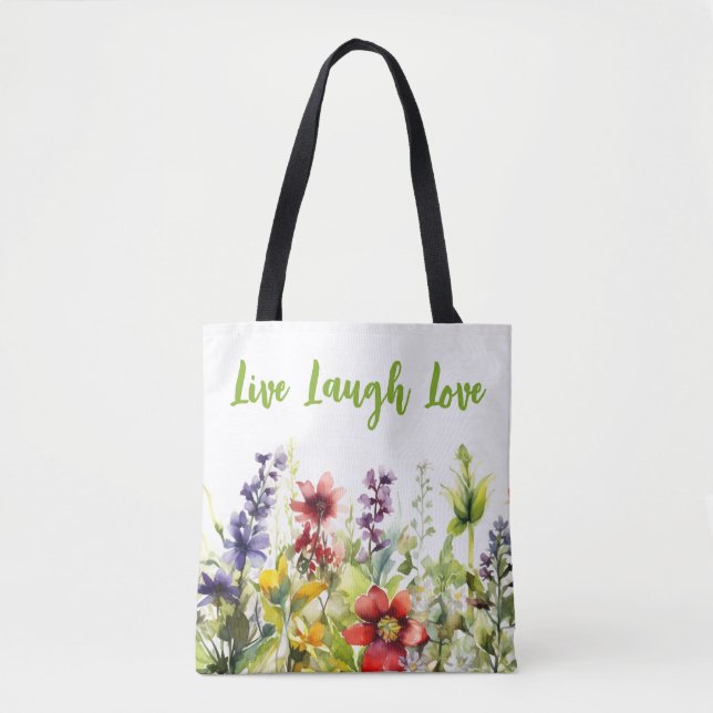 Multicolor-Wildblumen in Weiß Tasche (Vorderseite)
