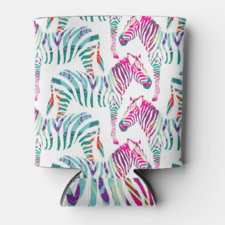 Multicolor Zebra: Modedschungel Print. Dosenkühler
