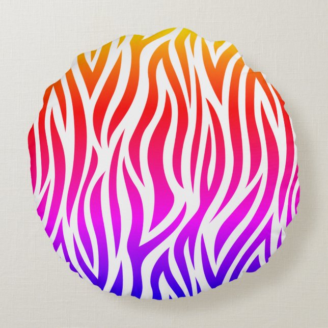 Multicolor Zebra Print Round Throw Kissen (Rückseite)