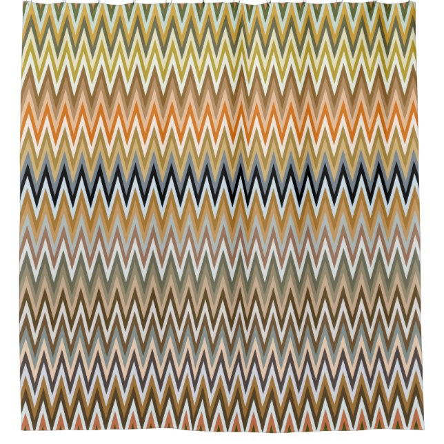 Multicolor Zigzag Muster Duschvorhang (Vorderseite)
