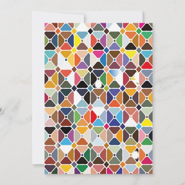 Multicolore geometrische Muster mit Achteckform Einladung (Vorderseite)