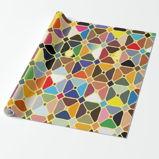 Multicolore geometrische Muster mit Achteckform Geschenkpapier (Ungerollt)