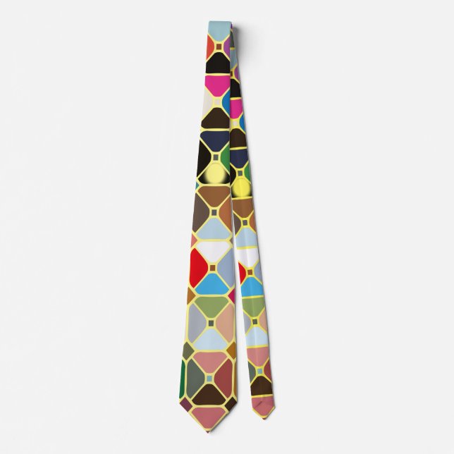Multicolore geometrische Muster mit Achteckform Krawatte (Vorderseite)