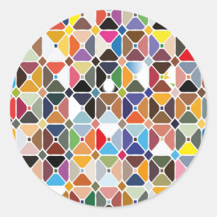 Multicolore geometrische Muster mit Achteckform Runder Aufkleber