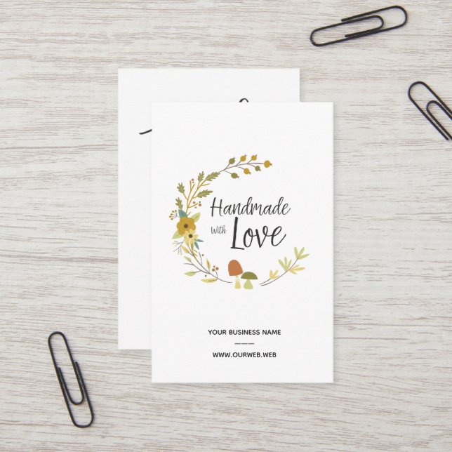 Multicolored Autumn Handmade with Love Quote Visitenkarte (Vorderseite/Rückseite Beispiel)