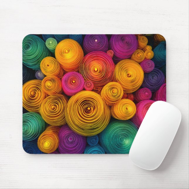 Multicolored concentric circles abstract texture mousepad (Mit Mouse)