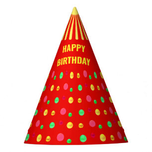 Multicolored Confetti on Red Partyhütchen