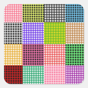 Multicolored Gingham Patchwork Kariert Pattern Quadratischer Aufkleber