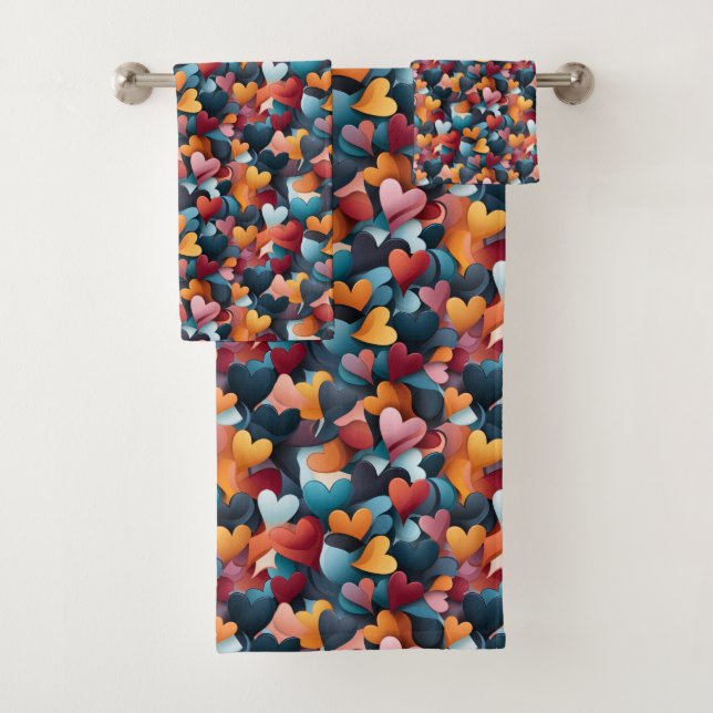 Multicolored Hearts Badhandtuch Set (Insitu)