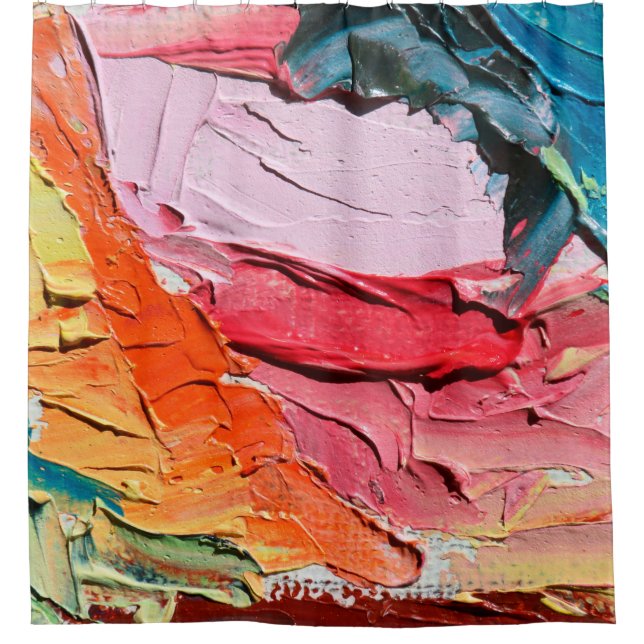 Multicolored oil paint texture. Abstract art backg Duschvorhang (Vorderseite)
