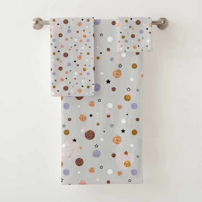 Multicolored polka dots on gray. (En situation)