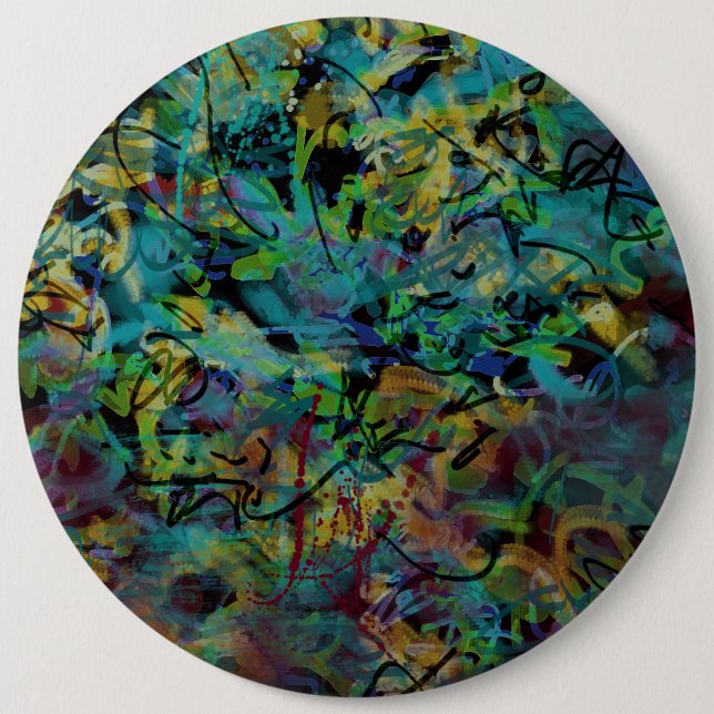 Multicolored Scribbled Abstrakt Art Button (Vorderseite)