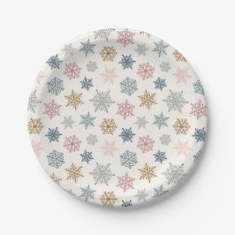 Multicolored snowflake pattern – winter christmas pappteller